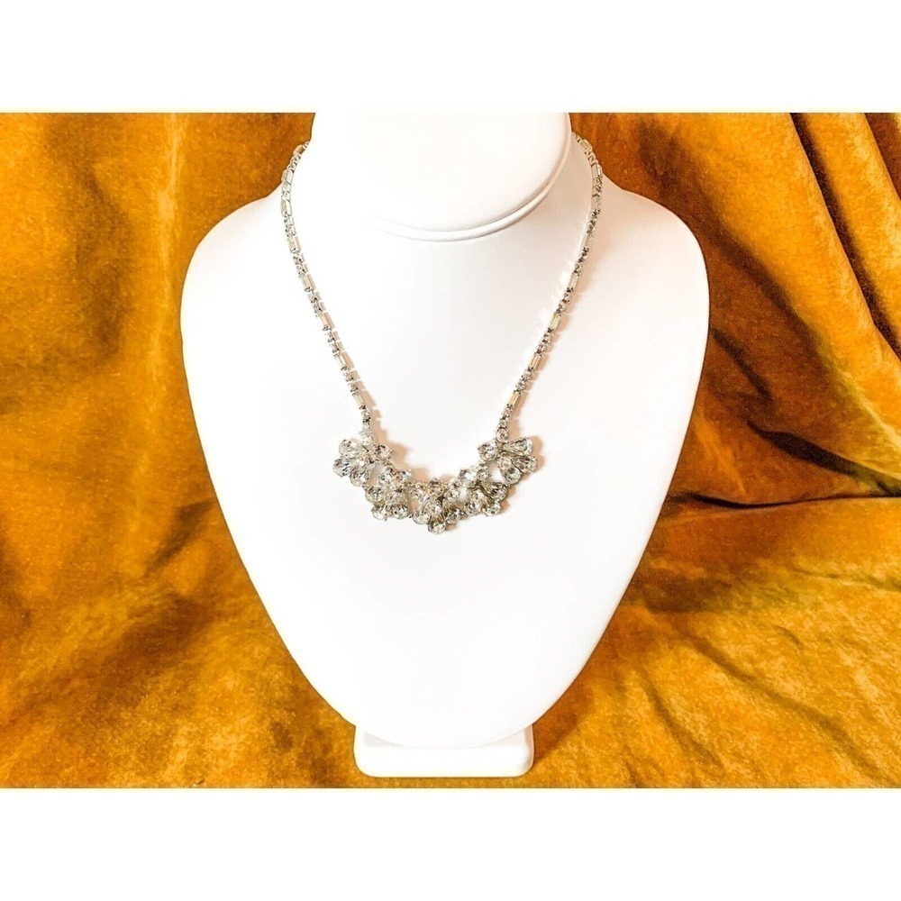 Vintage Bogoff Rhinestone Cluster Necklace Art De… - image 4